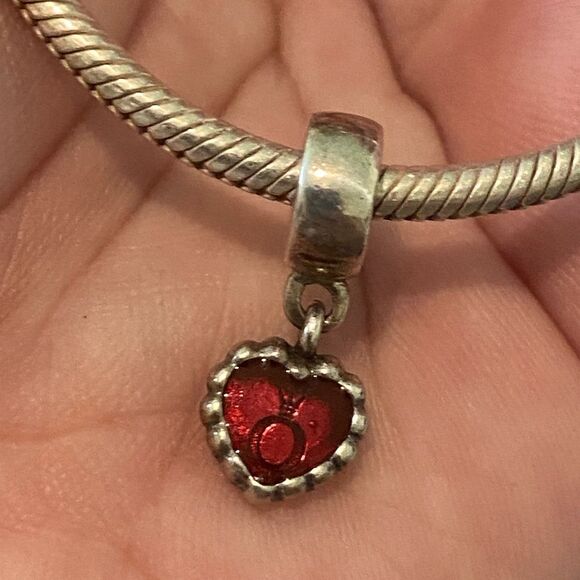 Authentic Pandora Forever Red Enamel Heart Dangle Charm - Picture 2 of 3